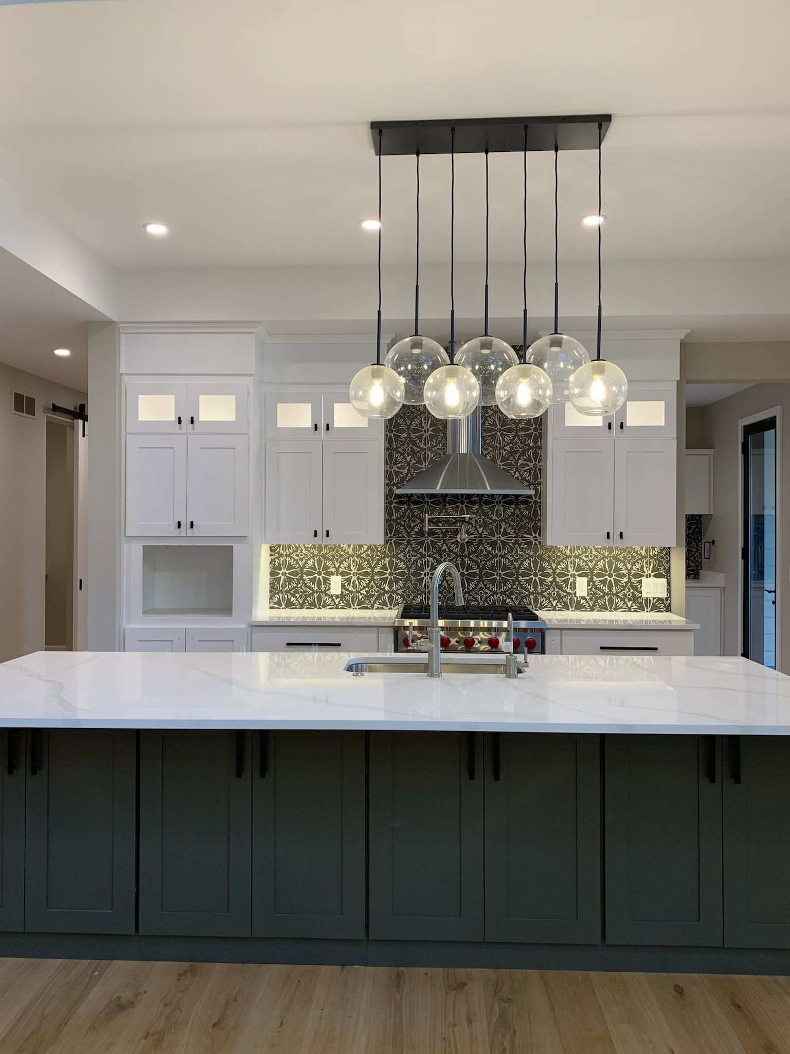 Finished custom kitchen cabinetry